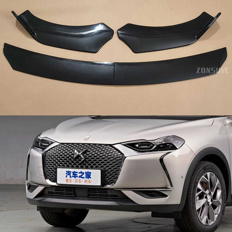 

For DS 3 2019--2023 Year Front Bumper Lip Splitter Spoiler Body Kit Accessories Universal 4pcs