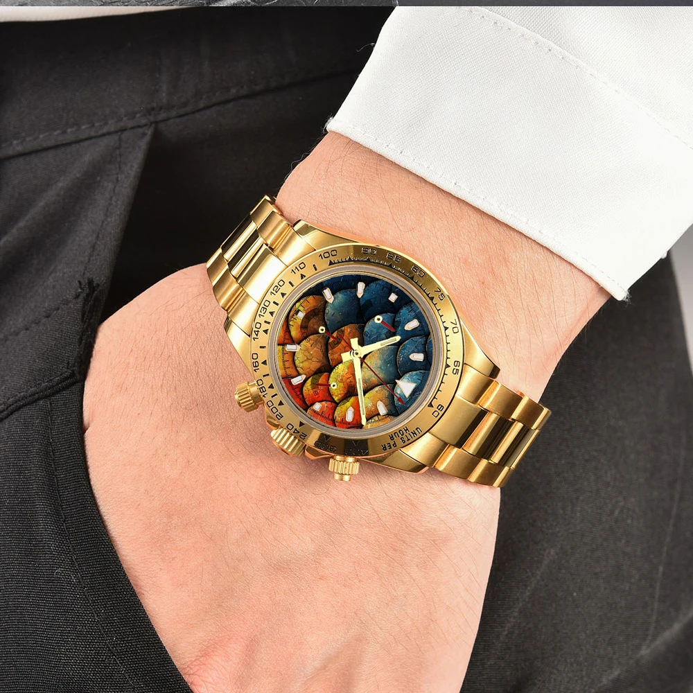 customized 39.3mm Creative watch Men's Chronograph New Dragon scale Watch Men's VK63/4613 automatic Men's Chronograph watches