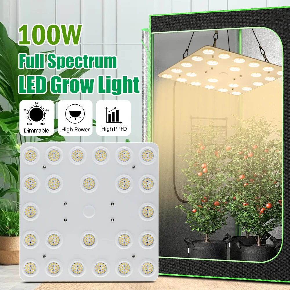 LED Grow Light Panel for Indoor Plants High PPFD Dimmable LED Plant Growing Lamp with UV IR Full Spectrum for 2x2ft Grow Tent