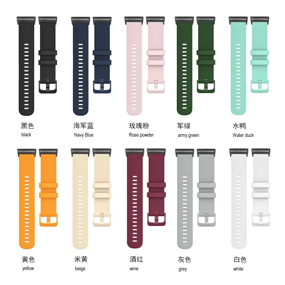 Lightweight Silicone Watch Strap For Fitbit Charge 5 4 3 Band Bracelet Metal Buckle Replacement Sport Watch Strap for Man Woman