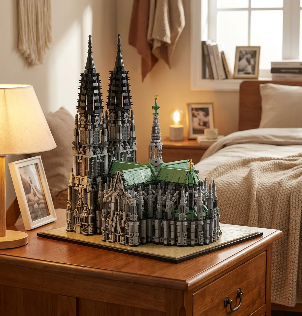 Conjunto de Blocos de Montar da Catedral de Cologne, Arquitetura Gótica, Construção Modular, Brinquedos de Montagem, Presente para Adultos, Decoração de Casa