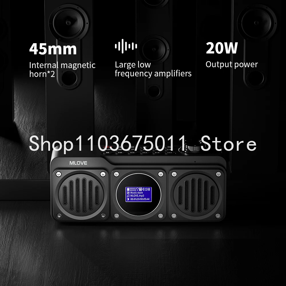 MLOVE BV810 Portable Bluetooth Speaker with FM Radio,  Waterproof Speaker , LCD Screen Display, HD Free Call, Micro SD Card Slot