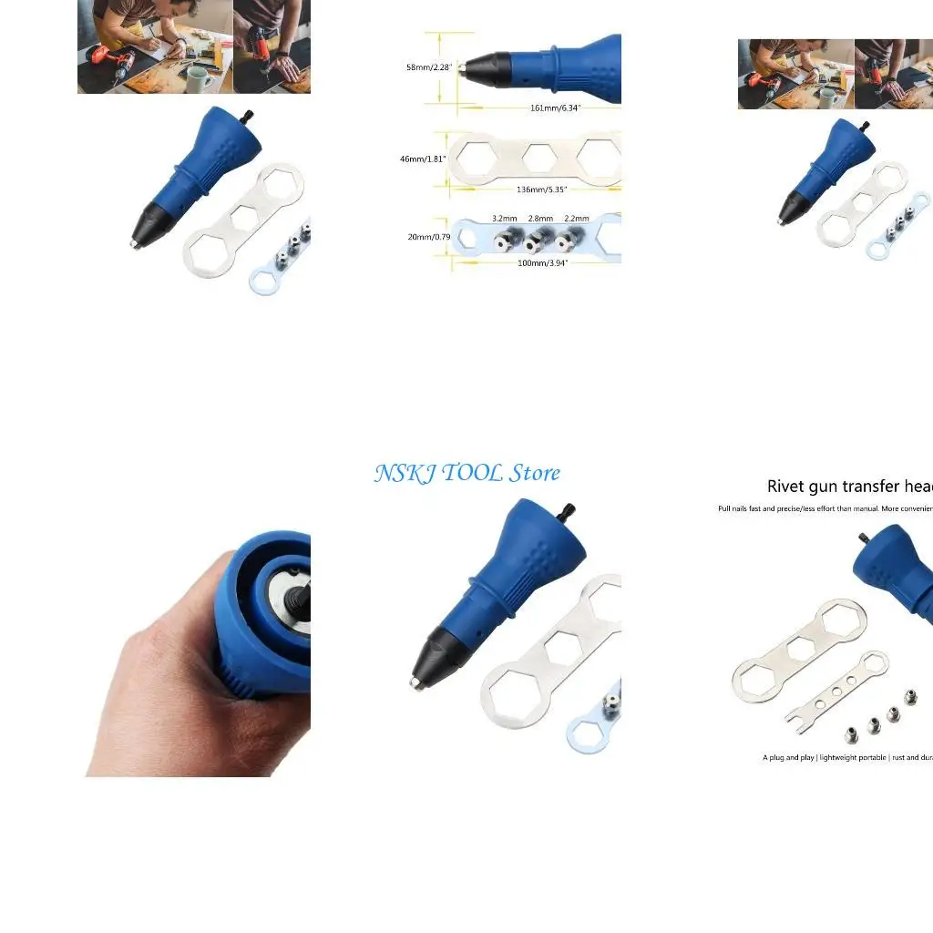 

L8RC Electric Rivet Nut Set Cordless Riveting Drill Adapter Insert Nut Tools for Factory Work Carpentry Home DIY Furnishing