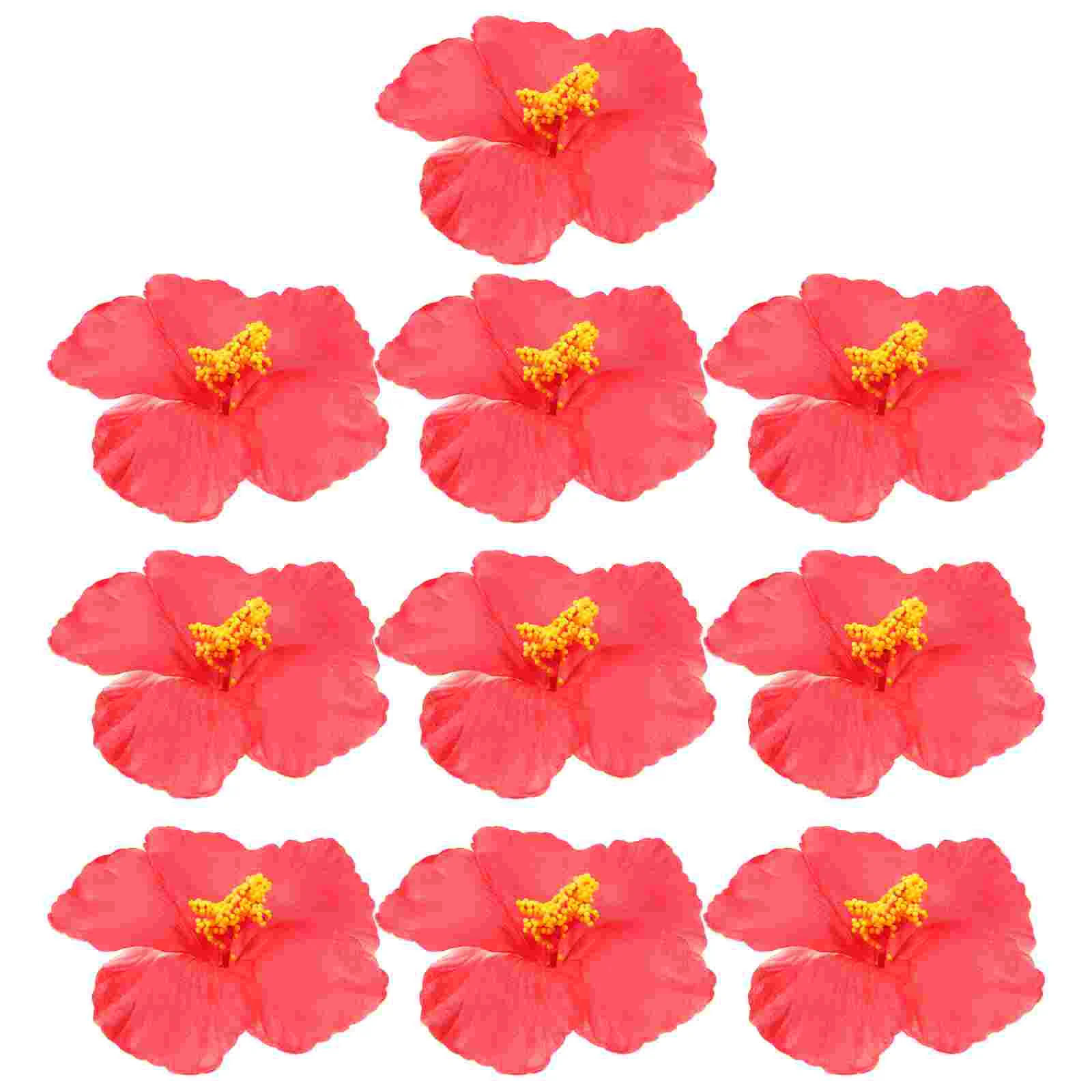 10 Pcs Artificial Hibiscus Flower Hawaiian Flowers Decorations Decorative Bathroom