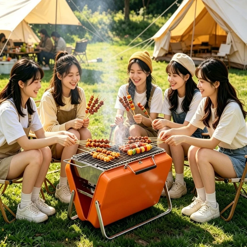 Portable Grill, Folding Portable Mini Picnic Carbon Grill Full Set