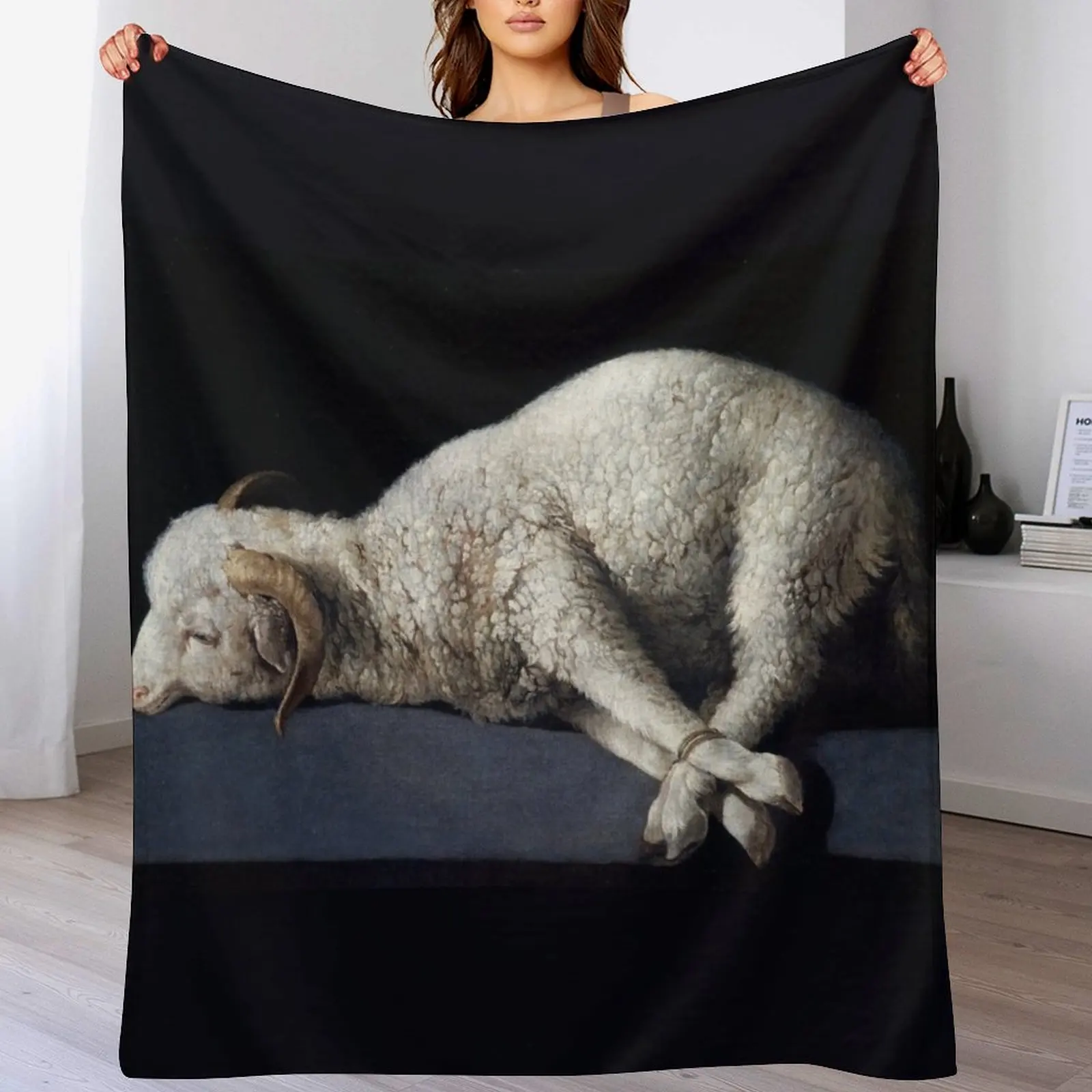 

Agnus Dei Painting by Francisco de Zurbarn Throw Blanket Cozy Home Blanket Gift for Christmas Holiday