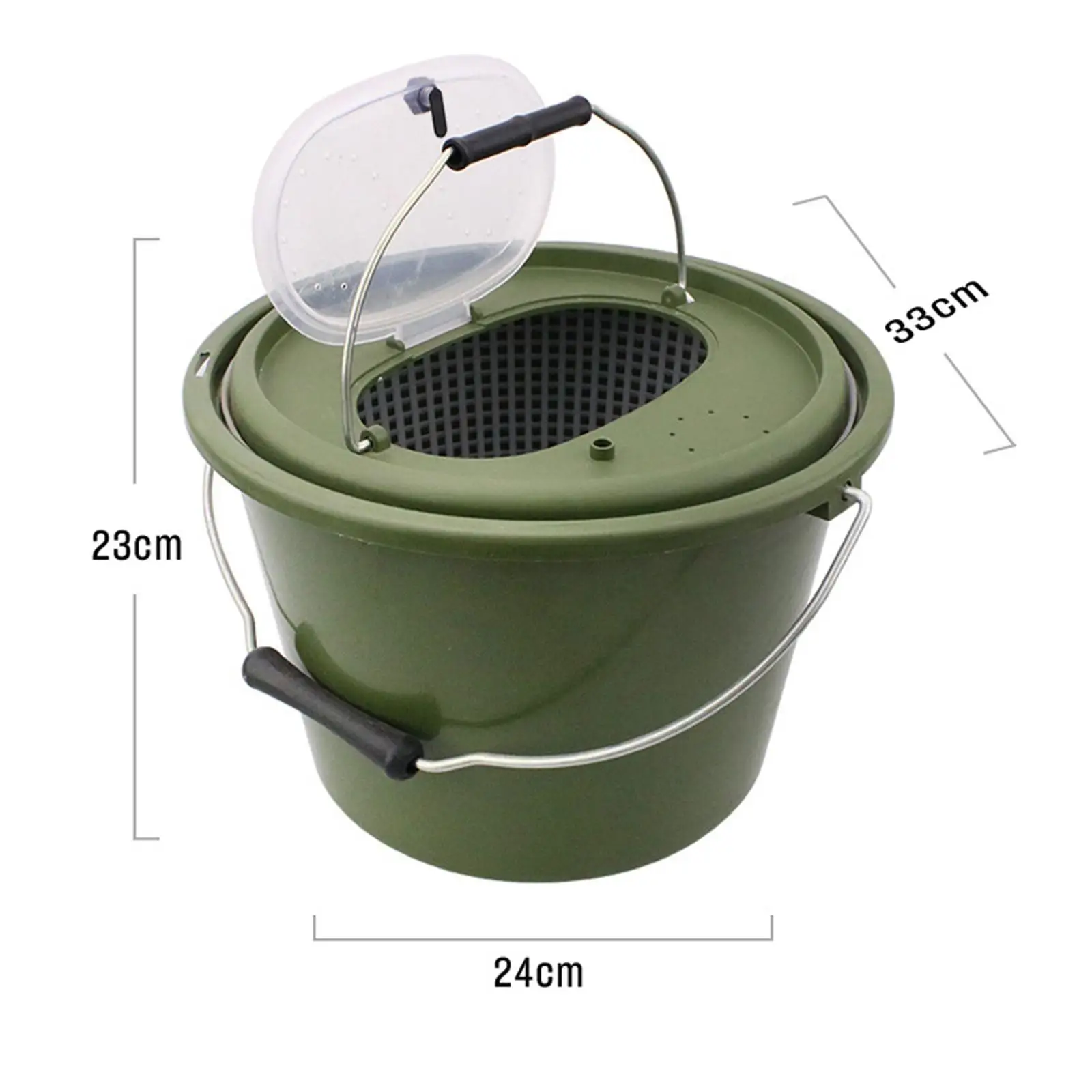 Seau à poissons vivants 2 en 1, équipement respirant, double poignées, pratique, grande capacité, double baril de stockage d'appâts pour pêcheur en plein air