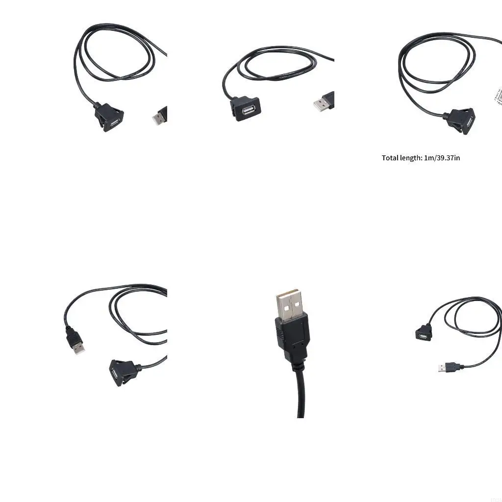193A USB Compatible Extension Cable Waterproof Design Automotive Panel Mount Solution 1 Meter Charging Cord Plastic Texture