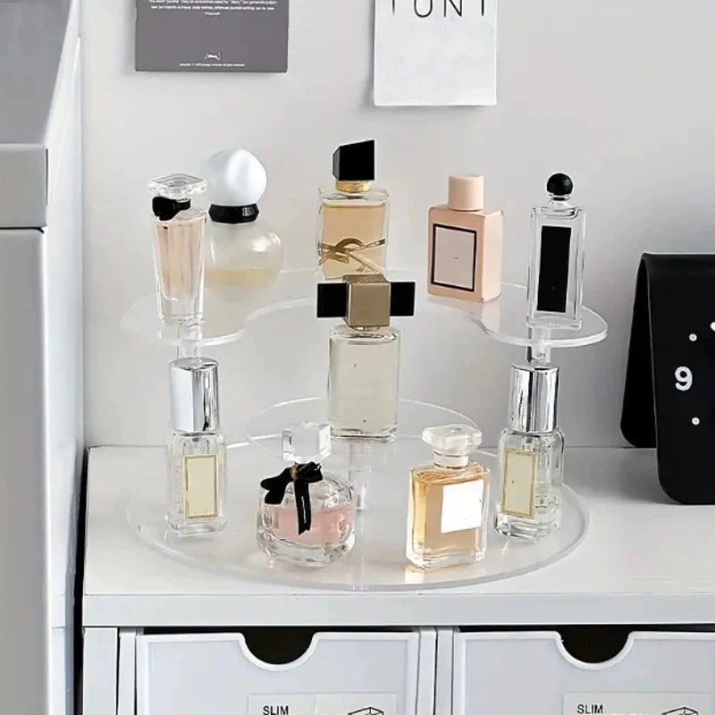Acrylic Storage Display Shelf Rack Figure Ladder Showcase Display Stand Perfume Cosmetics Household Action Figure Organizers