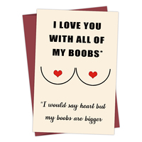1pcs Funny Boobs Anniversary Card,Hilarious Birthday Card for Boyfriend Husband Him,Cheeky Love You Anniversary Greeting Card