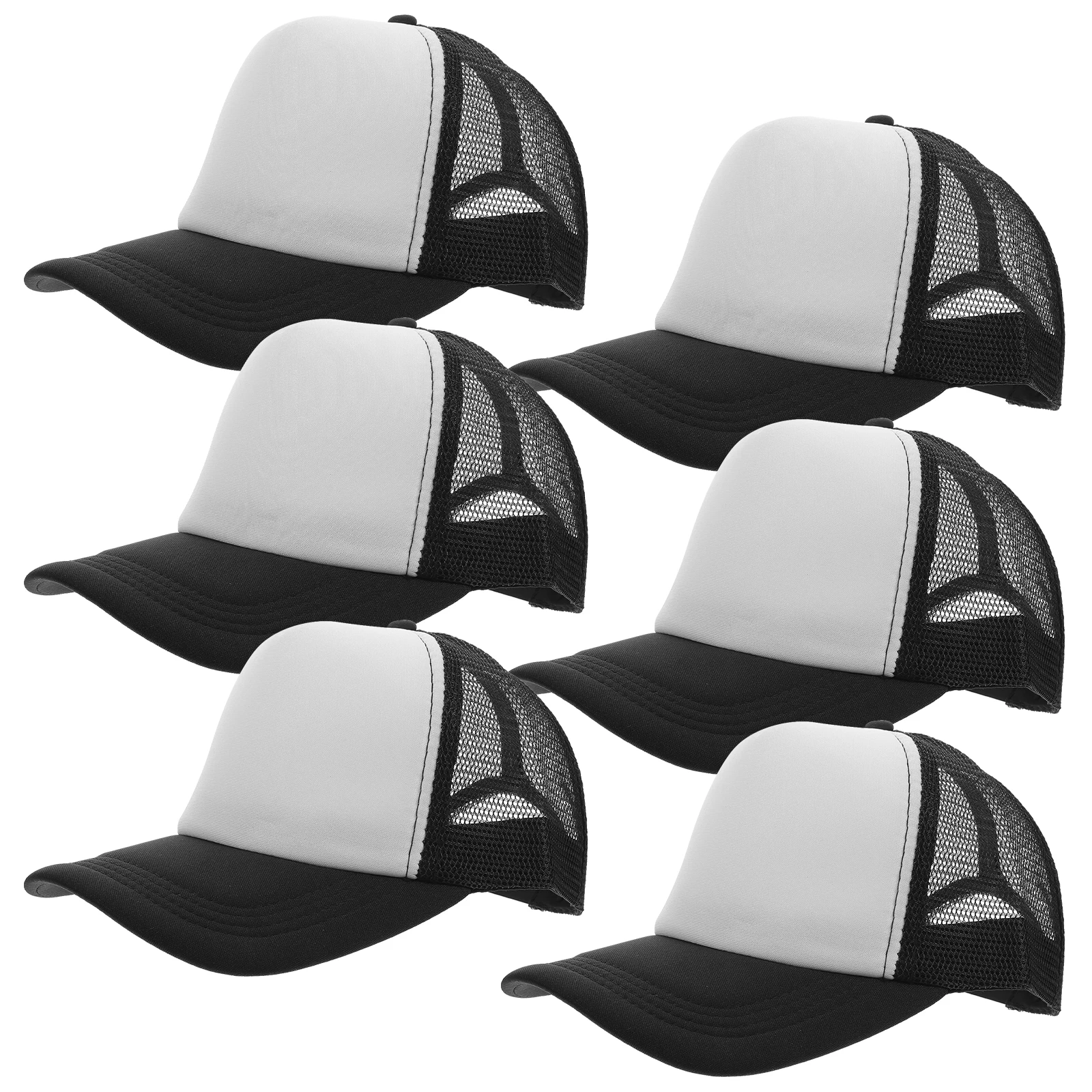 

10pcs Blank Mesh Baseball Hats Black Sponge Adjustable Snap Back Sublimation Heat Transfer Printing Trucker Cap DIY