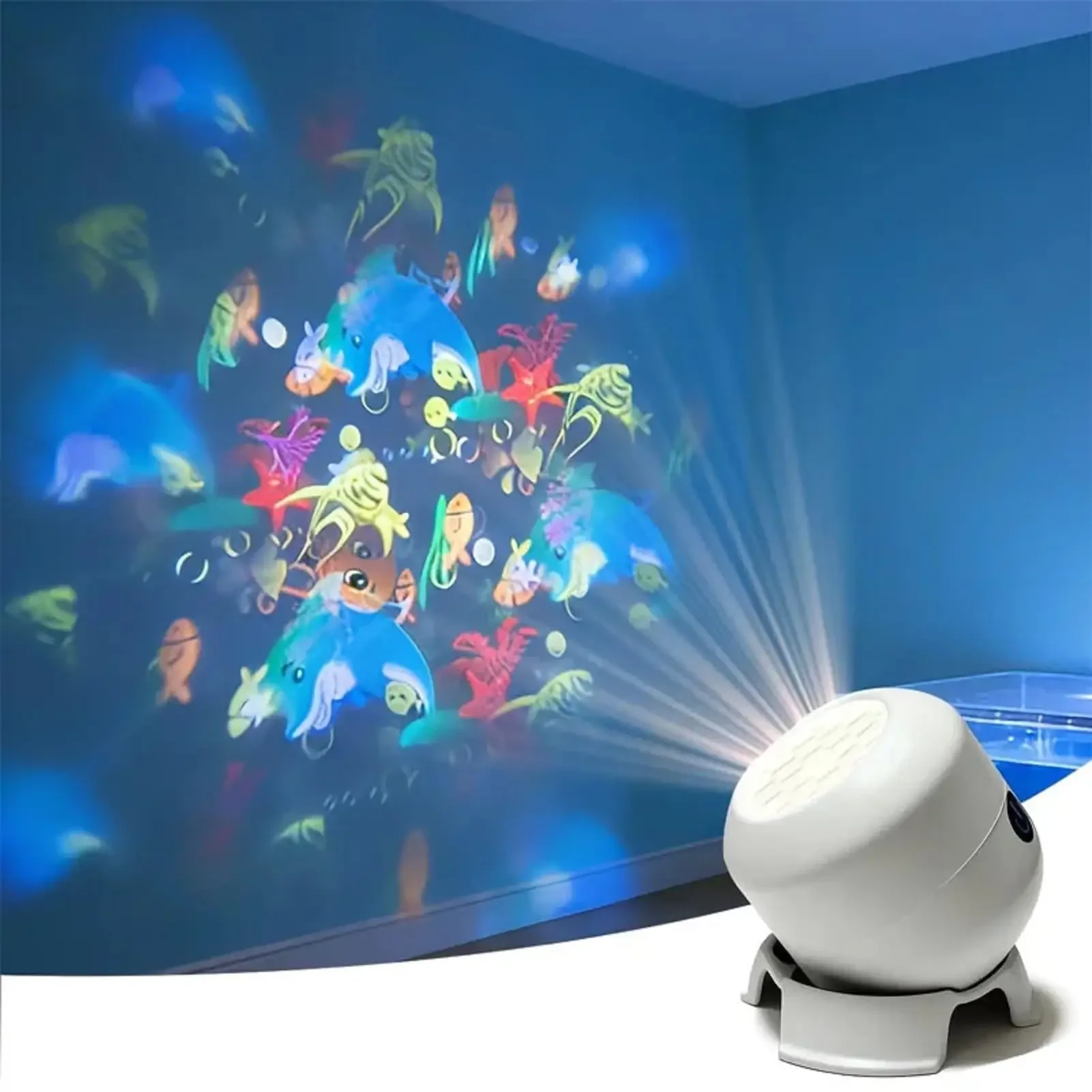 LED Ocean Projector Light, 360 Rotating Dynamic Night Light, USB Powered Ambient Lamp, Decorative Lighting for Game,Living Room