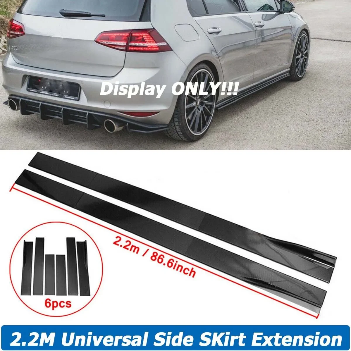 2M / 2.2M Side Skirt Universal For Volkswagen VW  Golf 7 MK7 Extension Splitters Apron Splitter Winglet Body Kit Car Accessories