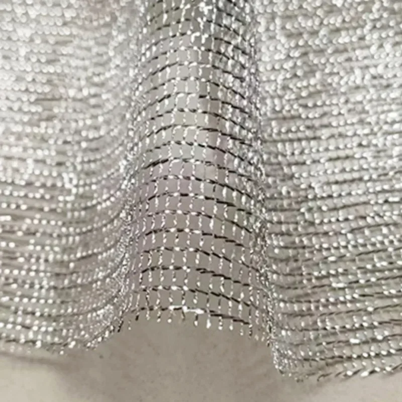 Silver Woven Brick Shape Mesh Fabric Thin Through-woven Bright Silk Thin Mesh Performance Clothes Handmade Diy Mesh Fabric