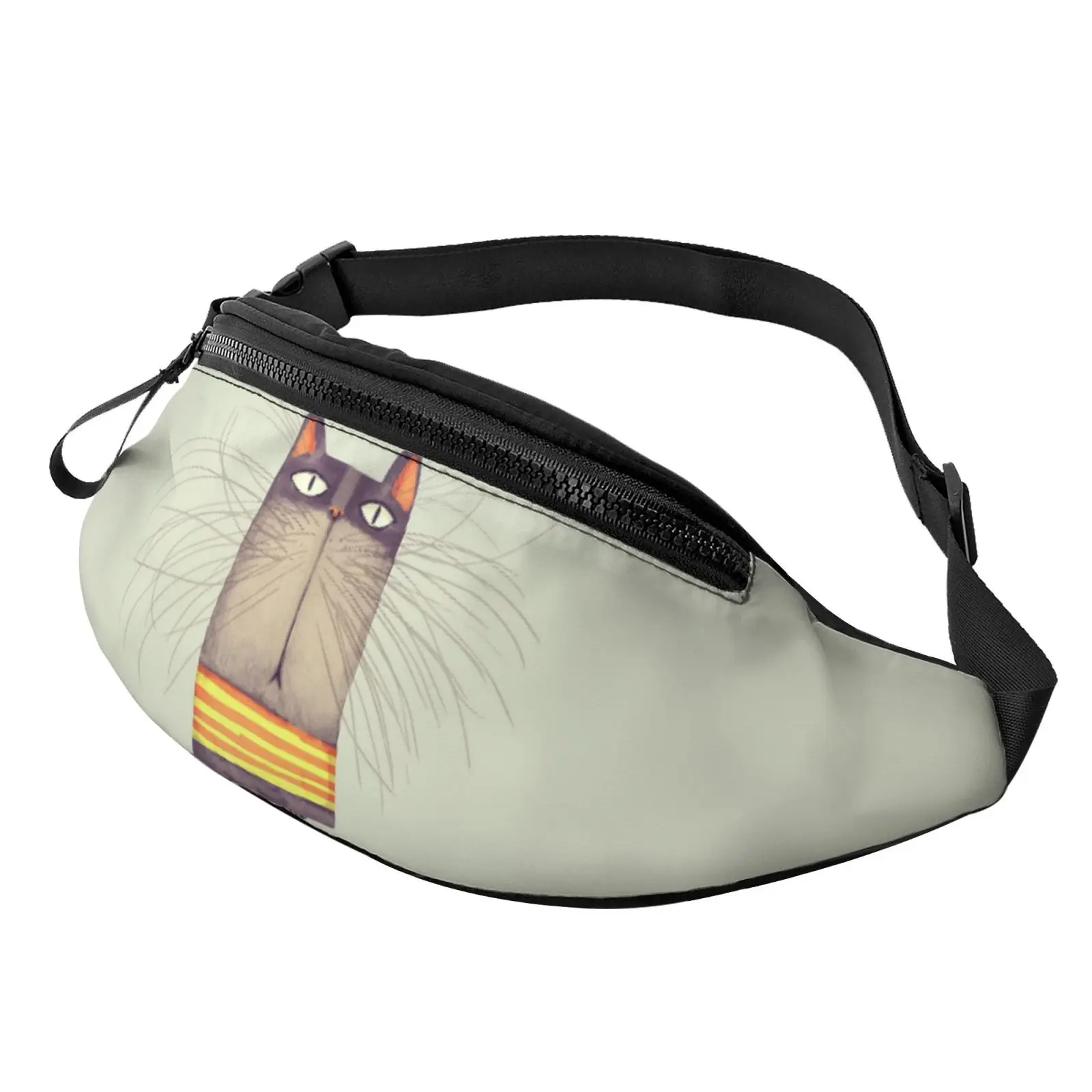 Stupid Cat Waist Bag Fanny Pack School Pack Bags for Women Men Young Polyester Casual Pack with Zipper Outdoor Hiking