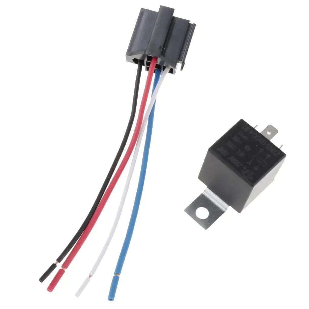 2x40A 4-Pin Relay Socket Harness Connector for Car Truck + Harness Sockets