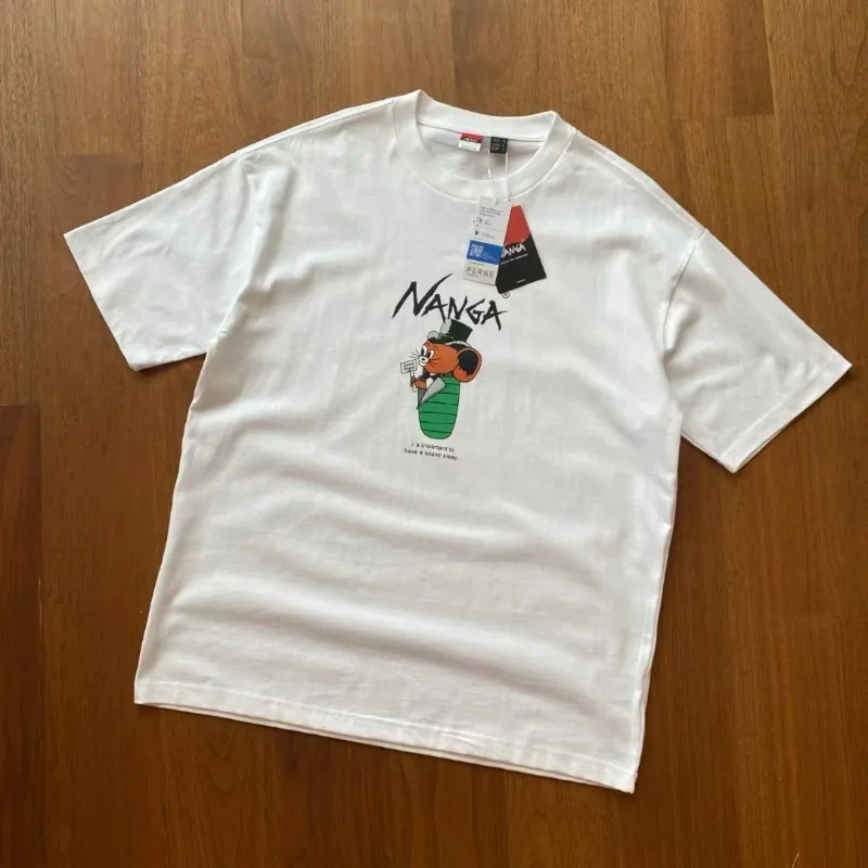 Oversized Nanga FIT T Shirt Men Women 1:1 High Quality Casual Pure Cotton Cartoon Print T-shirt Top Tees