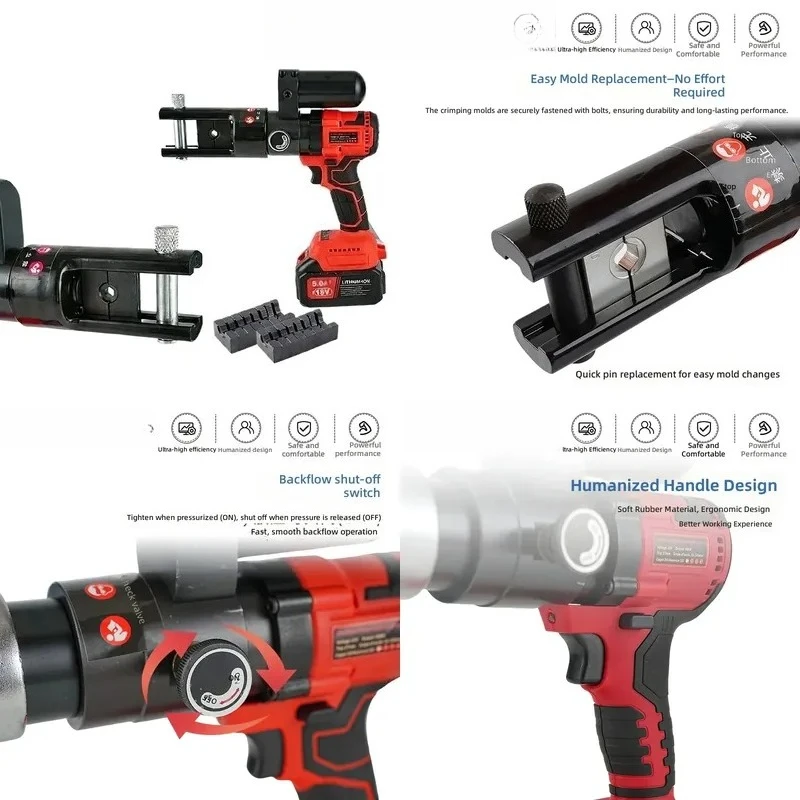 Electric Hydraulic Pliers for Lithium Voltage Rechargeable Crimping Pliers for Small Copper and Aluminum Nose Terminal Wiring