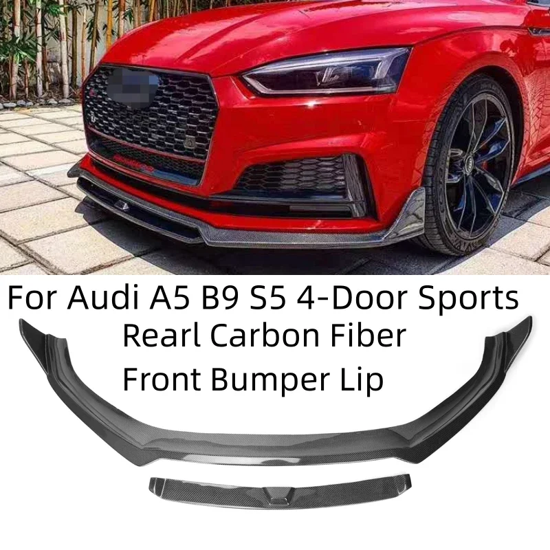 For Audi A5 Sline S5 B9 Sedan Coupe 2017-2019 Carbon Fiber Front Bumper Lip Spoiler Splitters KB Style Car  Accessories