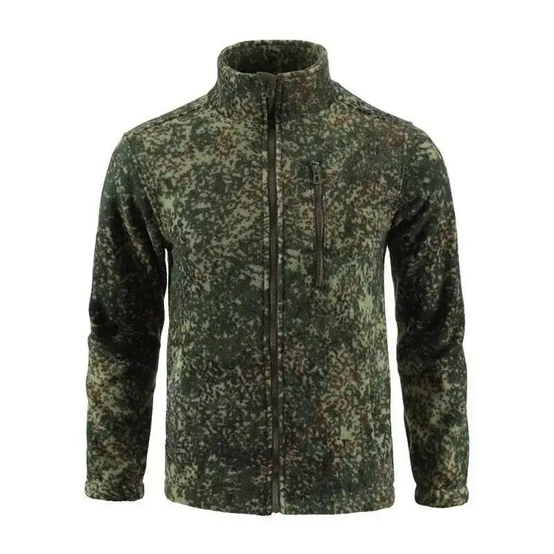 

Outdoor Camo Standing Collar Fleece Jacket Double Sided Cardigan Charging Coat Inner Tank Tactical Windbreakers Running Sports