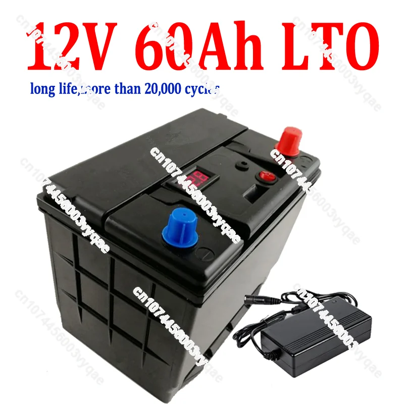 12v 60ah LTO Battery Pack Lithium Titanate Battery Pack with BMS for Solar Solar Boat Backup Power Scooter RV + 10A Charger