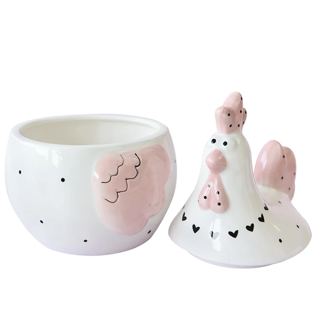 

Ceramic Chicken Shaped Egg Storage Box Airtight Lid Kitchen Candy Container Dry Food Holder Decorative Home Supplies