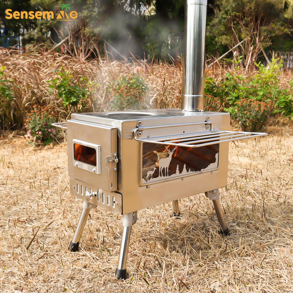 Portable Outdoor Tent Stove with Chimney Pipe, Cooking, Camping, Hiking, Fishing, Backpacking，Picnic Tool