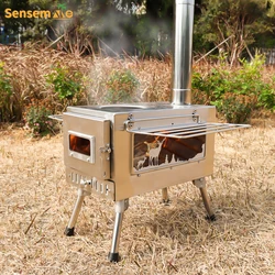 Portable Outdoor Tent Stove with Chimney Pipe, Cooking, Camping, Hiking, Fishing, Backpacking，Picnic Tool