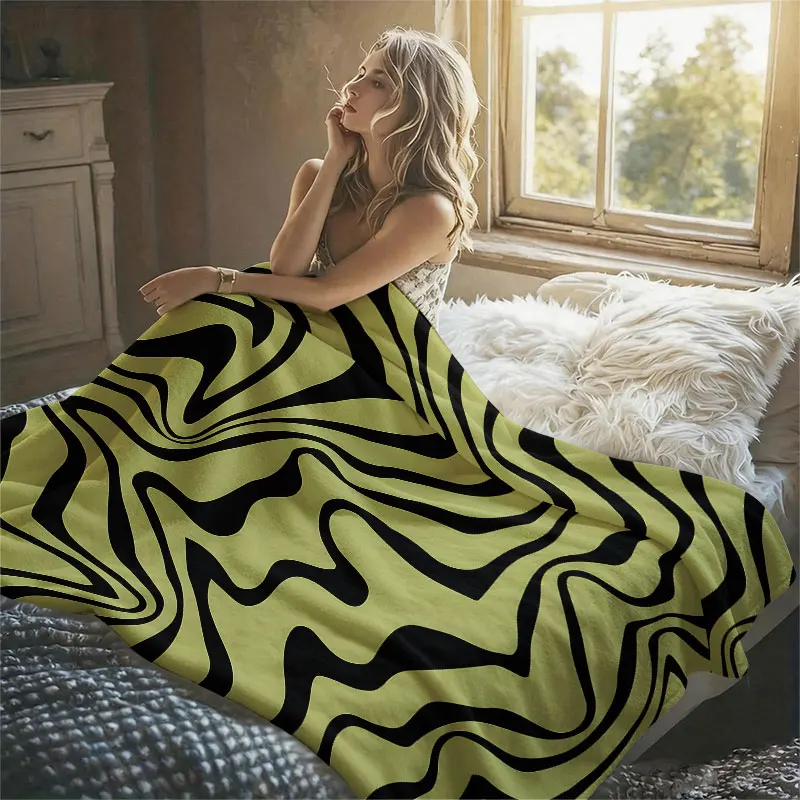 Olive Liquid Marble Flannel Blanket Warm Soft Halloween Christmas Decorative Couch Warm Cozy All-Season Gift