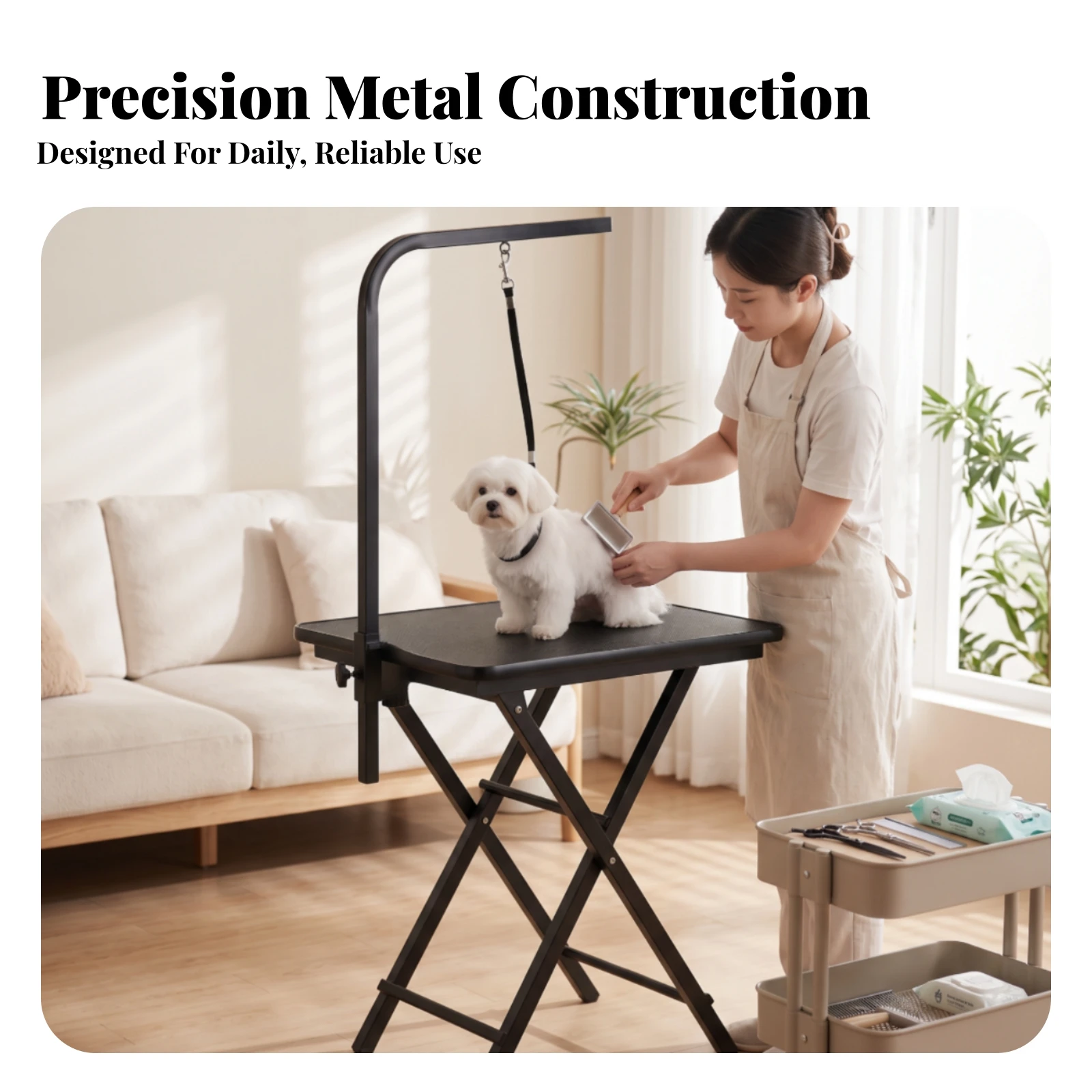 Pet Grooming Table with Arm Rust-Resistant Grooming Table with Arm Height-Adjustable Heavy-Duty