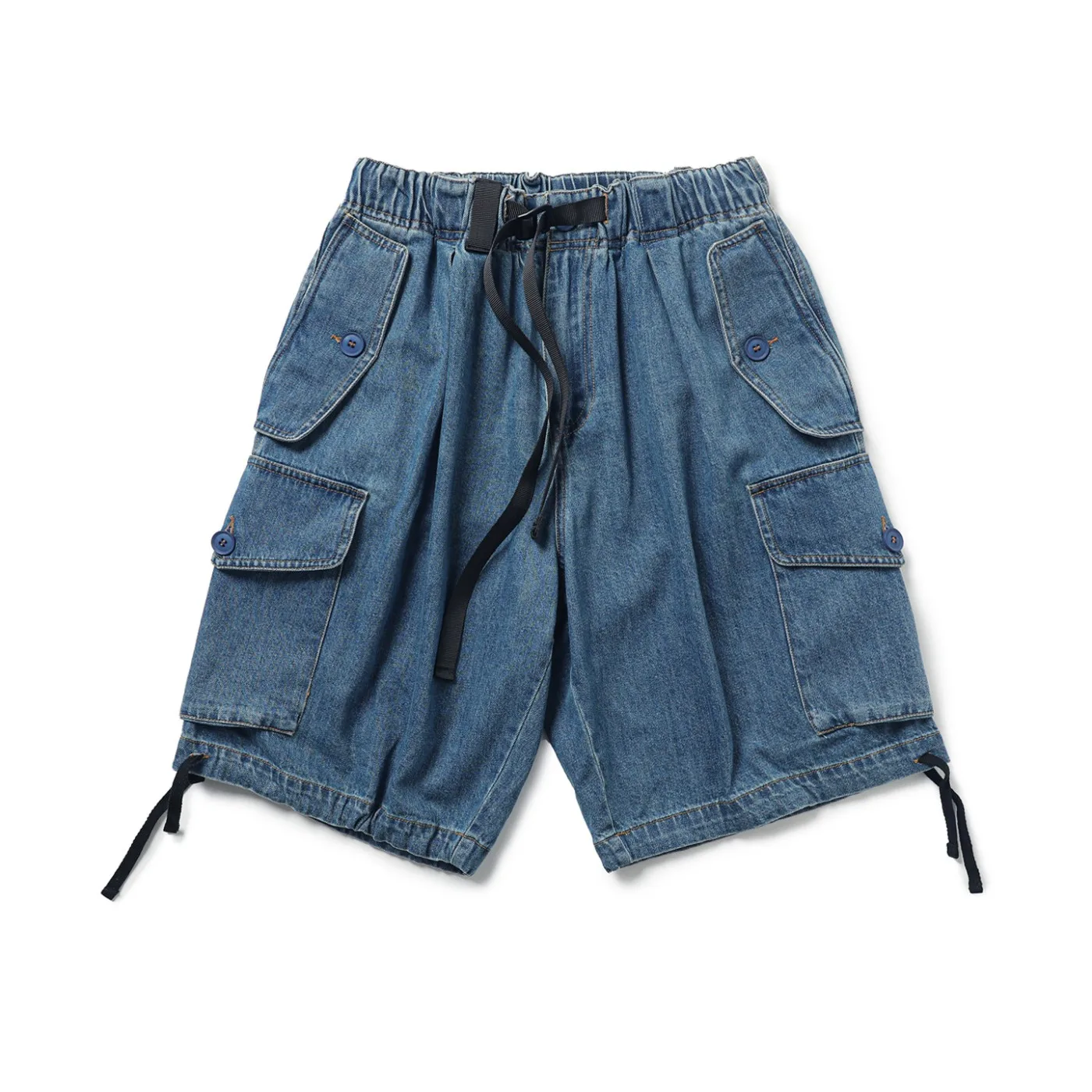 

Japanese Washed Style Large Pocket Denim Shorts for Men's Summer Loose Casual Five Quarter Pants Trendy Men's Pants