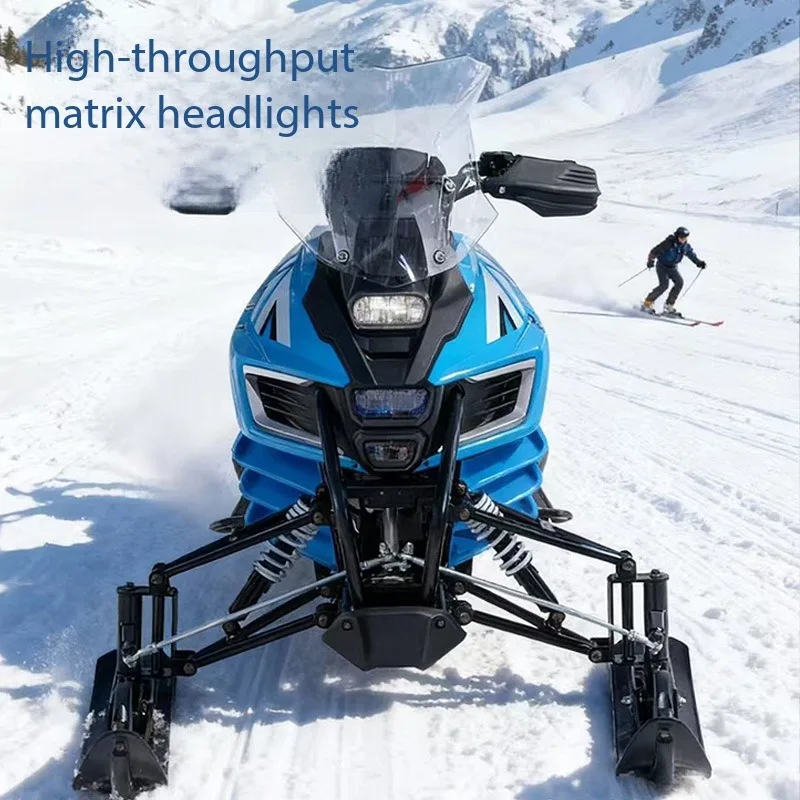 200cc 4-Stroke Gas Powered Snowmobile Matrix LED Headlight Adults Winter All-Terrain Trail Touring Snow Scooter Track Machine