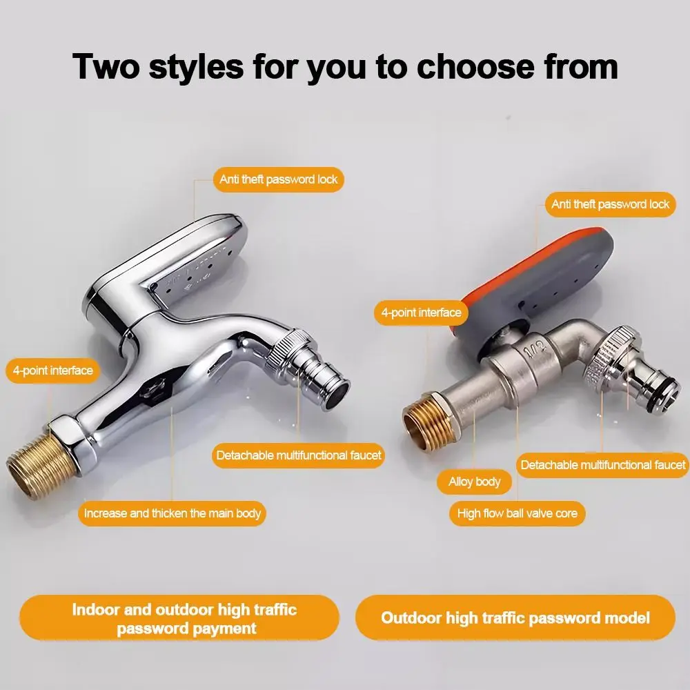 Metal Combination Lock Faucet 1/2 Inch Thread Anti-Theft Garden Faucet Security Lock Water Valve Padlock Home Irrigation