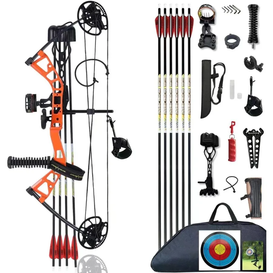 مجموعة القوس المركب 1040lbs لسحب الطفل اليد اليمنى تصميم خفيف الوزن القوس قابل للتعديل 1628 رسم طول IBO 290fps جديد 2024 Profe