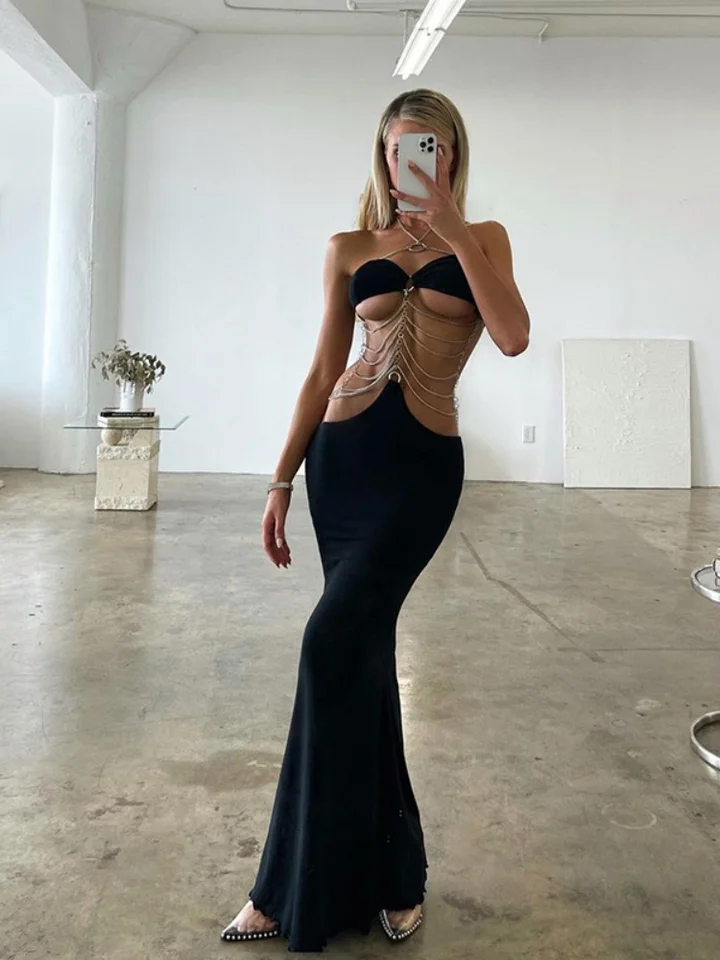 sexy halter hollow out backless chain fishtail dress Favorite @yumicraft Sexy Lingerie Dress Product ID MK14609 #modakawa #sexydress #hot #modakawaofficial #loveyourself #dress #fyp Elitara Elegant & Glamorous Light