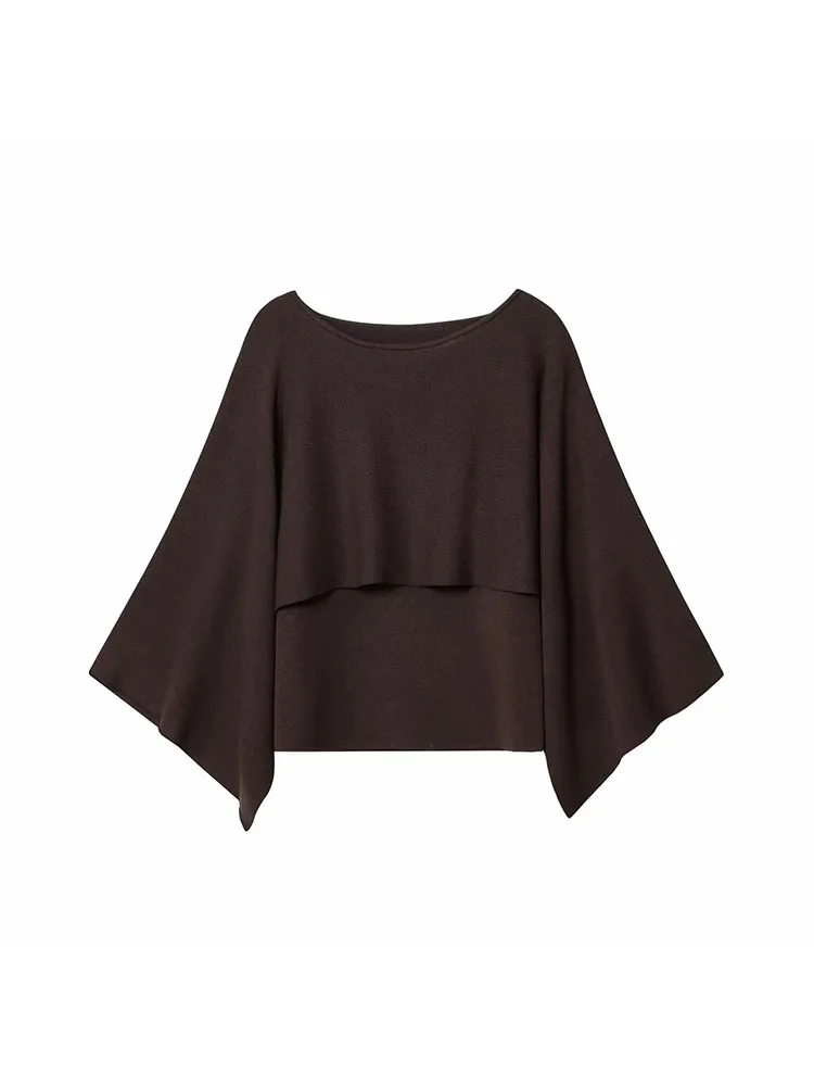 

Женский осенний новый модный свободный вязаный топ с многослойным украшением, пуловер с длинными рукавами в стиле ретро, шикарный топ