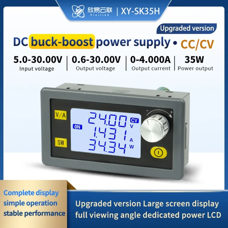 Xinyi-CNC Buck-Boost Módulo de Carregamento Solar, DC, Ajustável, Fonte de Alimentação Estabilizada, Tensão Constante, Corrente Constante, DIY, SK35H