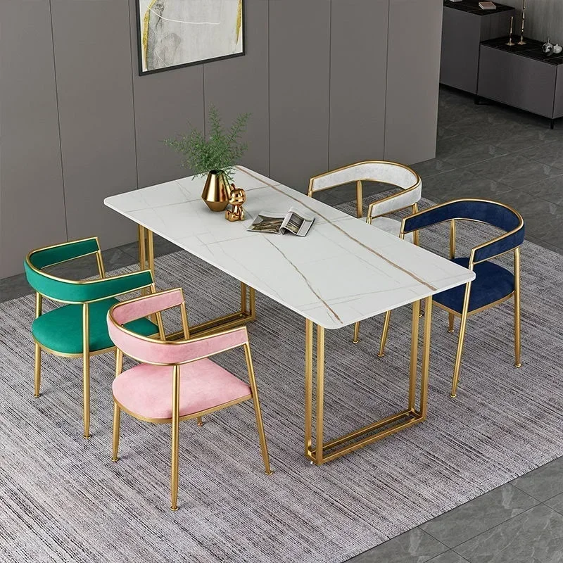 Luxury Gold Legs Dining Table Set 4 Chairs Nordic Organizer Coffee Tables Modern Restaurant Mesas De Comedor Kitchen Furniture