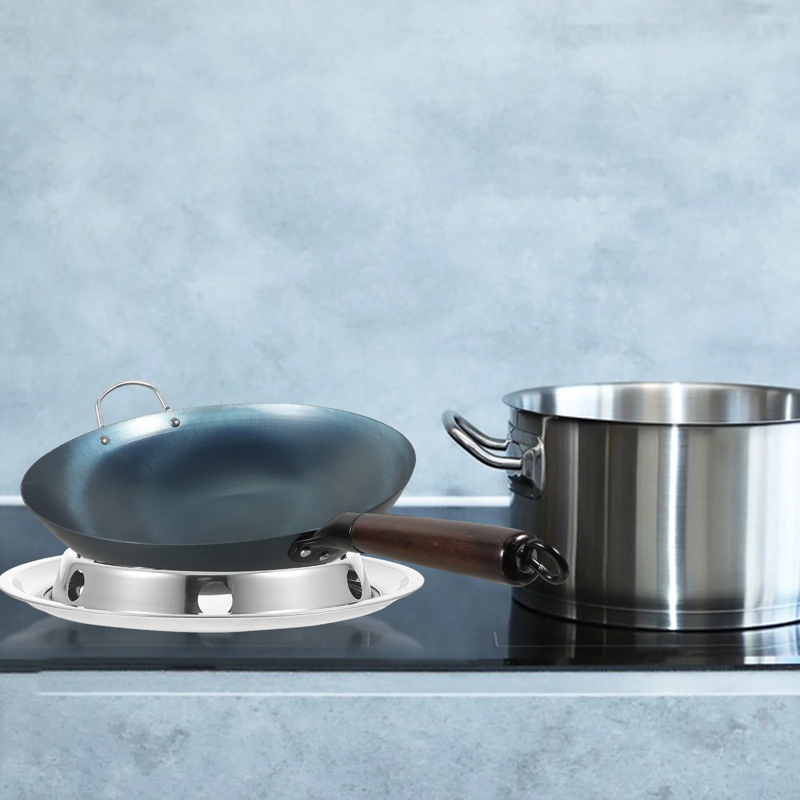 

Wok Pot Stand 26Cm Solid Stainless Steel Reusable Wok Rack Multi-Function Pan Accessory Outdoor Pot Holder Stable Stove Stand