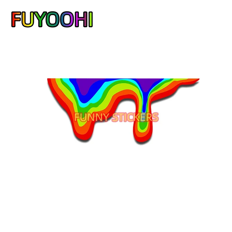 FUYOOHI Funny Stickers Liquid Rainbow Side Fluid Effect Creative Body Glass Trunk Decoration Electric Vinyl Car Decals