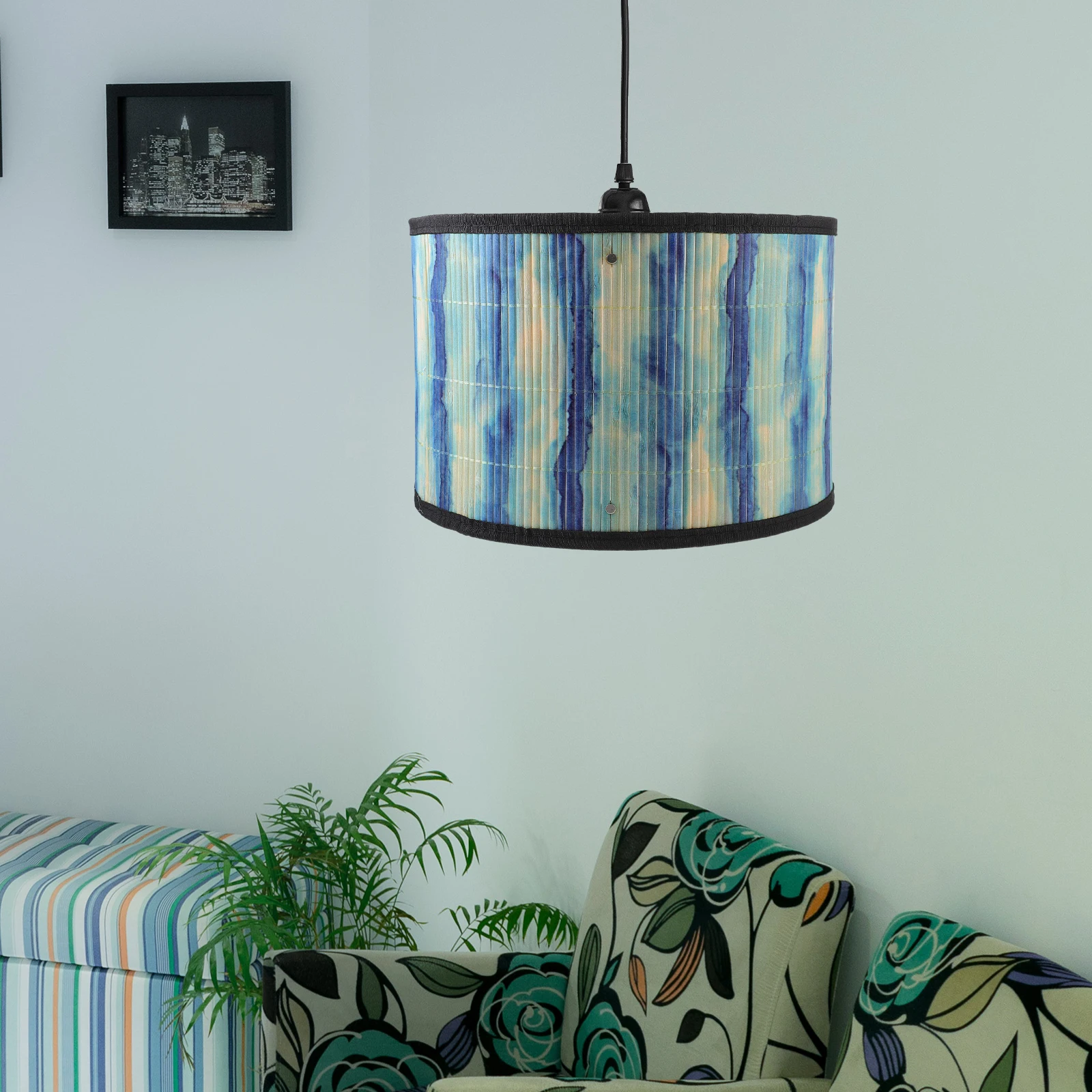 

Bamboo Lamp Shade Vintage Print Pendant Light Shades Large Size Replacement Desk Lamp Covers For Ceiling Lighting