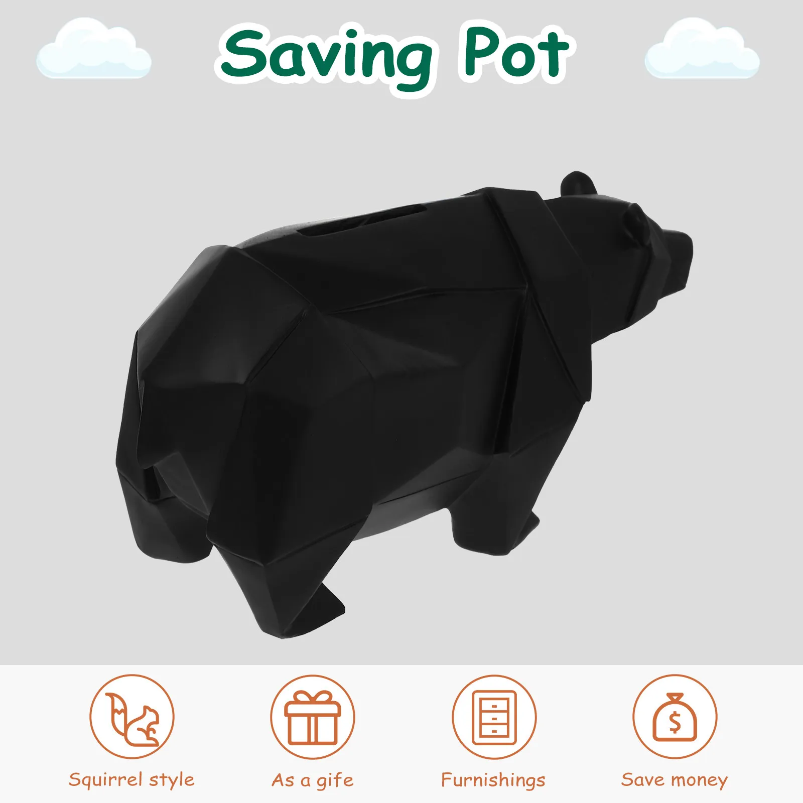 Adorable Hucha de Oso Polar de Resina, Caja de Ahorros Artesanal, Divertida Hucha Decorativa para el Hogar, Oficina o Escritorio