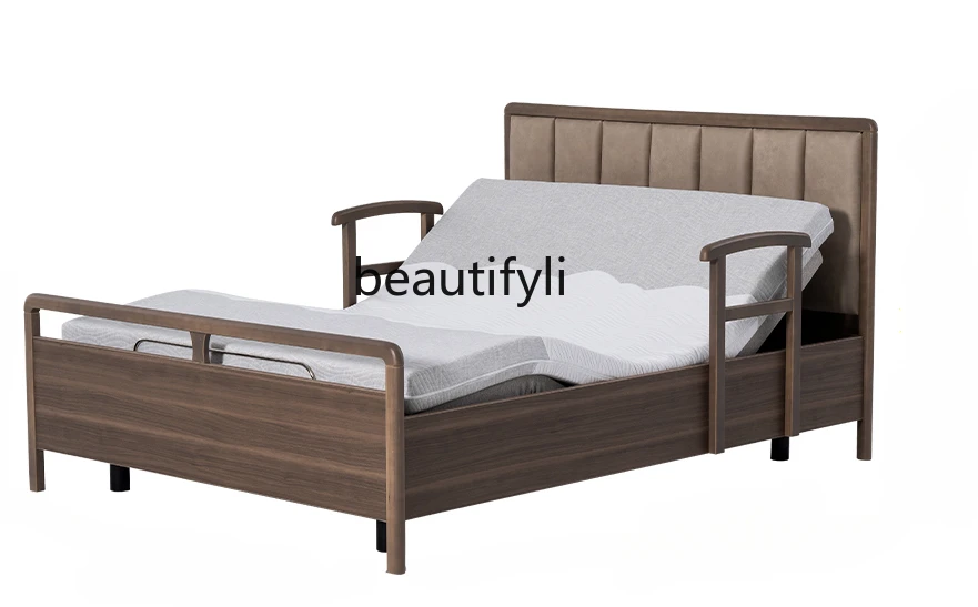 Elderly Electric Bed Home Multi-Functional Lifting Smart Electric Bed Bedside Solid Wood Hand Strap Massage