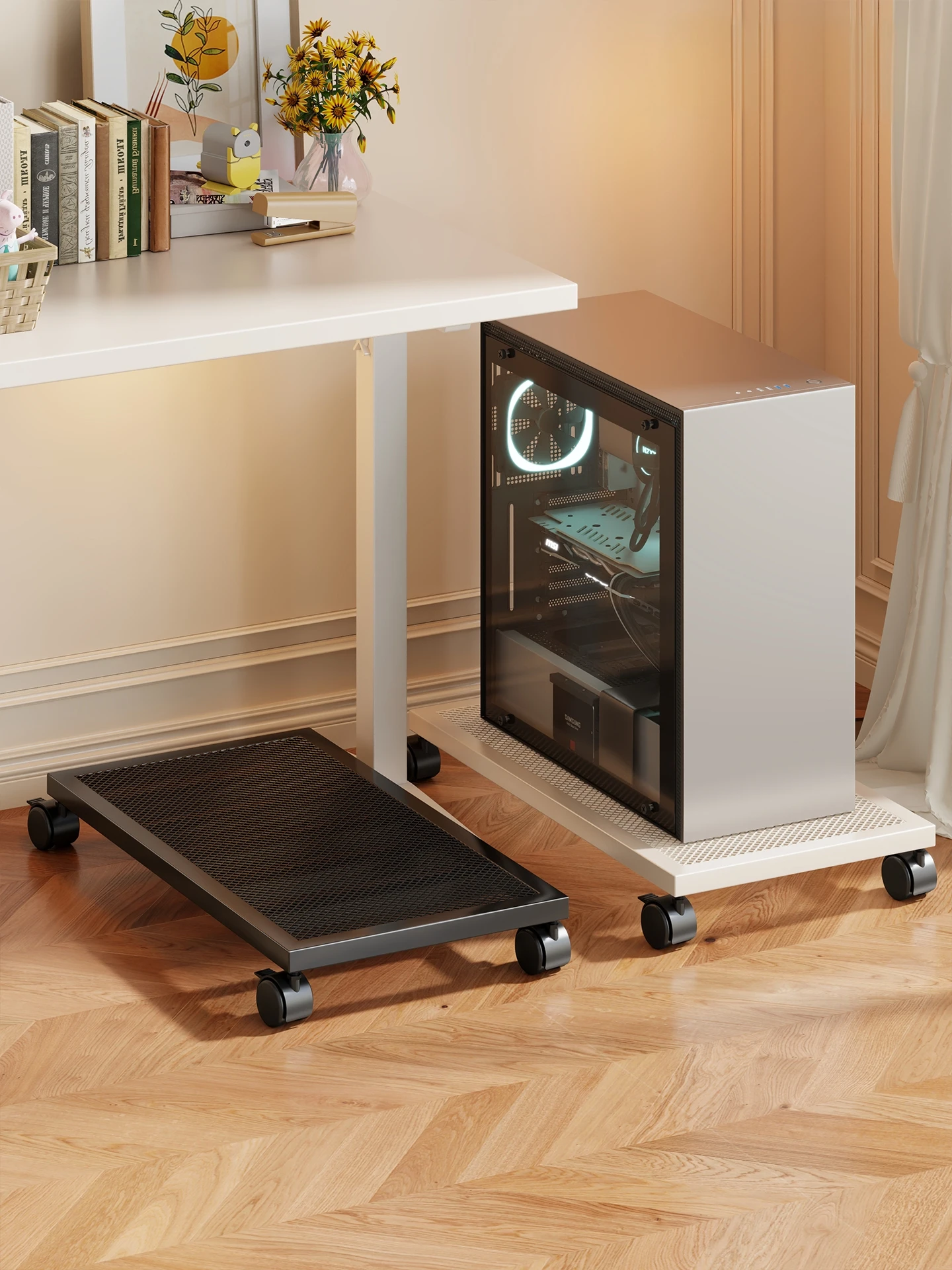 computer-main-host-bracket-stand-mobile-office-desktop-case-base-with-wheels-storage-rack-home-desktop-office-tray