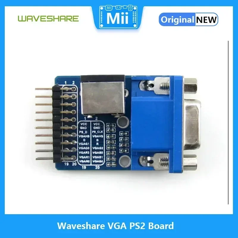 Accesorio de placa Waveshare VGA PS2 para interfaz de control de prueba Compatible con proyectos electrónicos de bricolaje