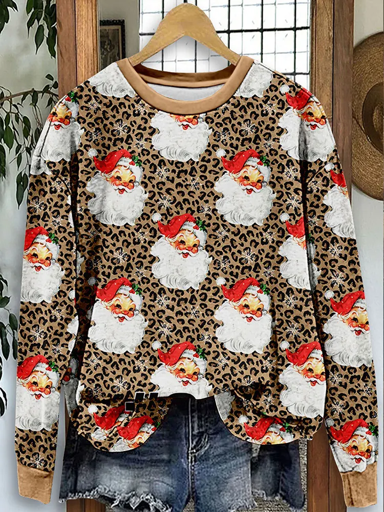 Cute Santa Leopard Print Sweatshirt