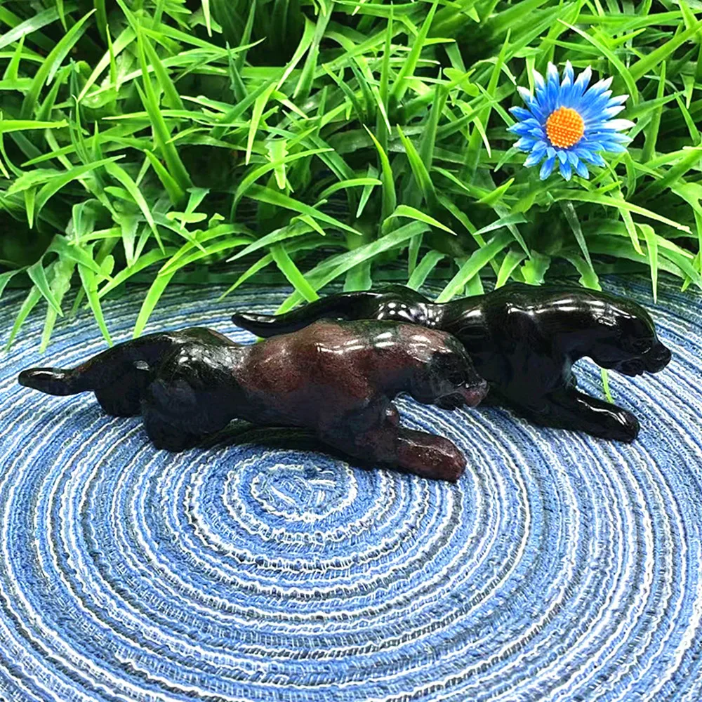 

Cheetah statue, natural obsidian, animal statue, home decoration item