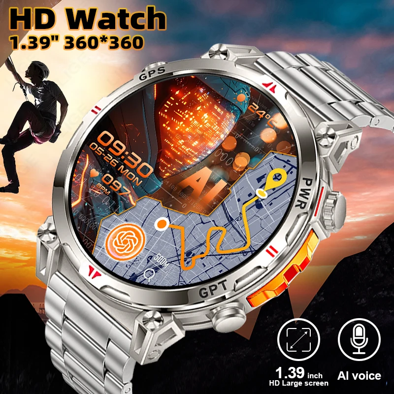 

New For Android iOS Outdoor Men Smart Watch Built in GPS Bluetooth Call 3ATM Waterproof Sports Fitness Tracker Smartwatch Mens