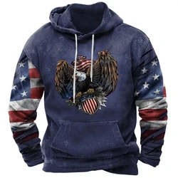 Vintage Men's Hoodies USA Flag Graphic 3d Print Hooded Sweatshirts Street Fashion Long Sleeve Oversized y2k Hoodie Men Clothing