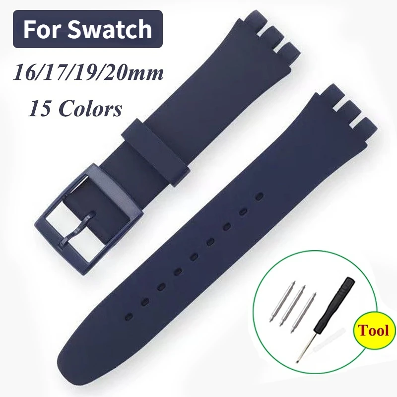 Colorful Silicome Watch Band Strap for Swatch Watchband Rubber Wristband Bracelet  Accessories 16mm 17mm 19mm 20mm Replacement